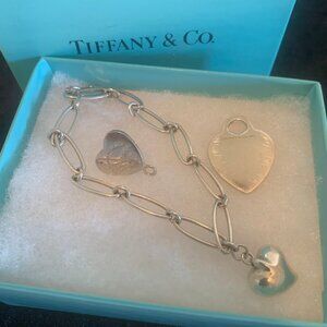 Tiffany & Co "Elsa Peretti Chain Link Heart Bracelet", w/ 1 Extra Tiffany Heart